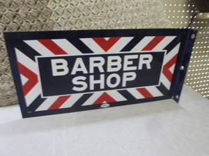 lot 246 image: Metal 2-Sided Barber Shop Sign 24 ...