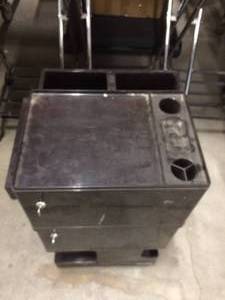Old Brown Plastic Coffee Cart With Drawers - Locking With Keys