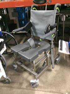 MSRP $2500 RAZ-AT Rehab Tilt &amp Reclining Mobile Shower Chair Commode Stainless Steel 600lb Capacity - Great Condition - No Footrests
