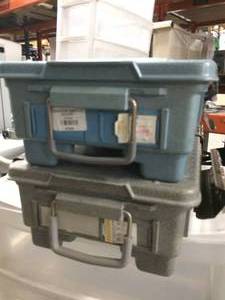 Two Large Sterilizer Trays with Perforated Inserts&nbsp