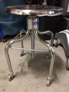 MSRP $500 Pedigo Products Exam Stool Backless Spin Lift Height Adjustment 4 Casters, 2 Inch Diameter Stainless Steel - Great condition