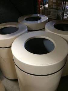 MSRP $2000 LOT OF 4 INDUSTRIAL WASTE RECEPTACLES - GOOD CONDITION - MINOR SCUFFS ETC