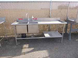 lot 158 image: 2 Compartment Sink with 2 Faucets