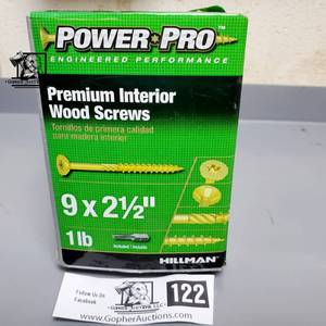 lot 122 image: Power Pro Wood Screws, Interior, Premium - 100 screws, 1 lb