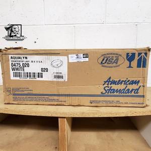 lot 411 image: American Standard Aqualyn 20 Drop In Porcelain Bathroom Sink