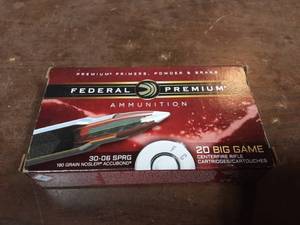 lot 4 image: Federal 30-06 SPRG 180 Grain Nosler Accubond 20-Count
