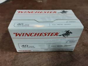 lot 35 image: Winchester 40 Cal. 165 Grain FMJ 100-Count