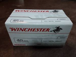 lot 36 image: Winchester 40 Cal. 165 Grain FMJ 100-Count