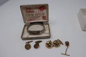 Foster Sterling Plaque Bracelet, Cuff Links and Tie Tack