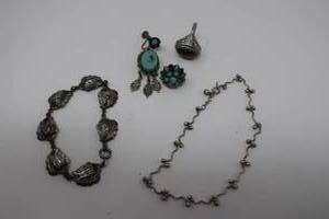 Sterling Silver Leaf Bracelet and Earrings