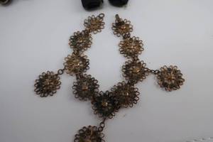 Black Chunky Necklace & Earrings, Bracelet and Metal Necklace