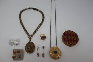 Vintage Locket, Make-up Compact, Cologne Ring, Etc