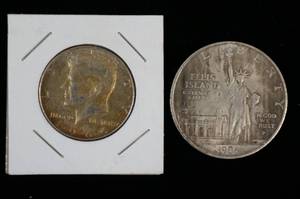 lot 54 image: 1966 Kennedy Half Dollar, 1986 Statue of Liberty Coin
