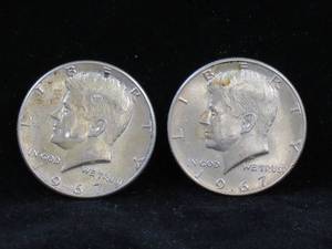 lot 52 image: 2 Kennedy Half Dollar Coins