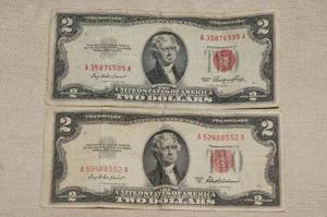 lot 70 image: 2 US Red Seal $2 Bills