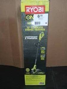 lot 26 image: ONE 18-Volt Lithium-Ion Electric Cordless String Trimmer 2.0 Ah Battery and Charger Included
