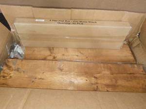 lot 55 image: Industrial Grace 5.5in x 24in x 20in Gray Pine Wood Three-TIer Decorative Wall Shelf with Brackets