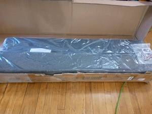 lot 67 image: Curtis Grey Full Upholstered Platform Bed Frame