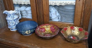 lot 59 image: (1) Ornate Pitcher and (3) Large Bowls