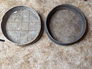 lot 522 image: (2) Antique Round Grain Sifters with Wire Screen