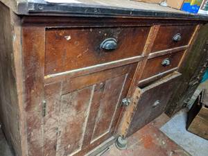 lot 709 image: Antique Kitchen Cabinet Base