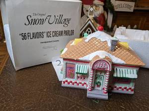 lot 202 image: Dept 56 Original Snow Village 56 Flavors Ice Cream Parlor