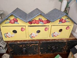 lot 231 image: One Triple-Wide Wood Birdhouse Slash Set of Drawers