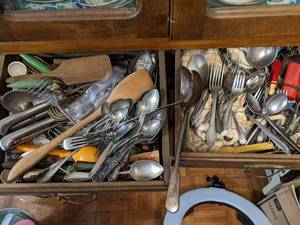 lot 269 image: Two drawers of Kitchen Bits and Silverware