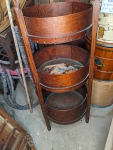 lot 800 image: Custom Shelf Stand Made from Barrel Bottoms