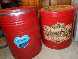 lot 774 image: Two Red Barrels with Christmas Contents