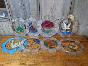 lot 79 image: (8) Stained Glass Window Hangings