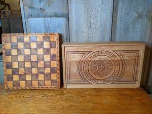 lot 83 image: Rustic Wood Checkboard and Pieces