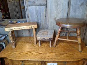 lot 404 image: (3) Small Wood Stools