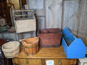 lot 405 image: Assorted Wood Toolboxes and Baskets