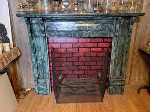 lot 15 image: Painted Wood Fireplace Mantel & Accessories