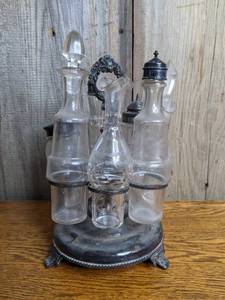 lot 422 image: Vintage Glass Dispensers and Stand