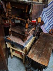 lot 810 image: (2) Drop Leaf Tea Carts & (1) Drop Leaf Table