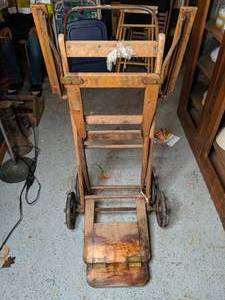 lot 818 image: Antique Wood Hand Truck