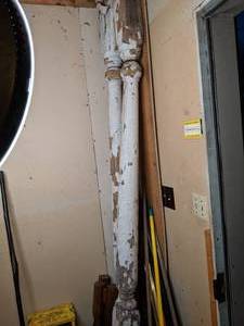 lot 823 image: (2) 8 Antique Chippy Painted Wood Porch Posts