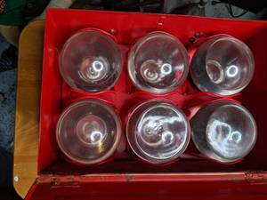 lot 4 image: Set of 6 Antique Shur-Stop Fire Grenades in Original Case