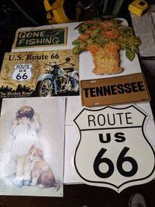 lot 115 image: (6) Decorative Metal Signs