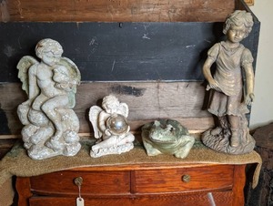 lot 135 image: (4) ConcreteMetal Outdoor Statues