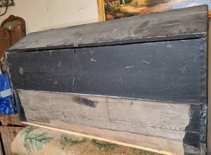 lot 136 image: Rustic Wood Chest Plus Contents