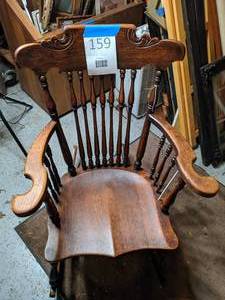 lot 159 image: Vintage Solid Oak Rocking Chair