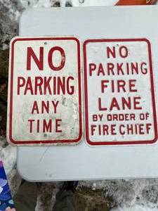 lot 900 image: (2) Authentic No Parking Signs