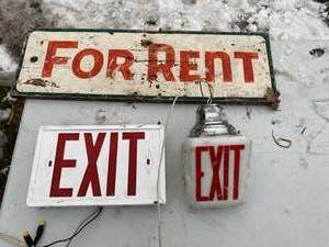 lot 922 image: Vintage Signs EXIT and FOR RENT