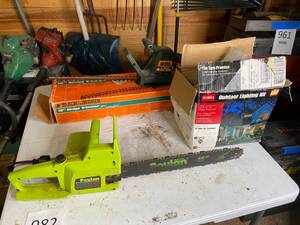 lot 982 image: Chainsaw, Hedge Trimmer and Outdoor Lighting Kit