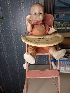 lot 319 image: Vintage Boy Doll and High Chair