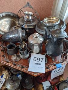 lot 697 image: Lot of Antique Silver Plate Servingware
