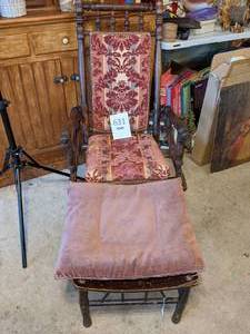 lot 631 image: Wood Chair and Ottoman